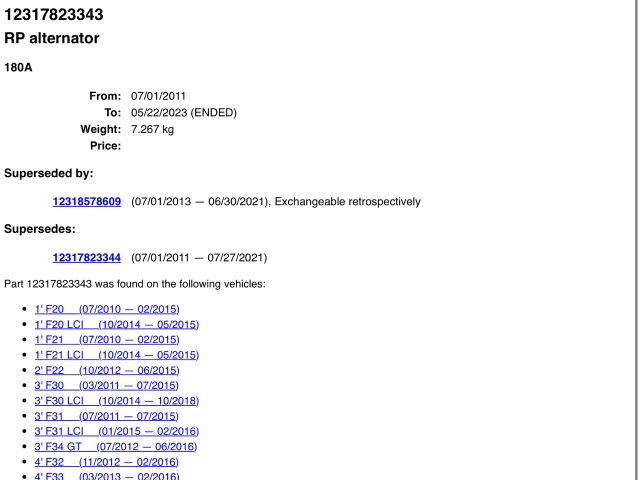 bontott BMW 3 F30-F35 Generátor