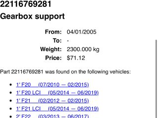 bontott BMW 3 F30-F35 Váltó Tartó Bak (Pozíciófüggetlen)