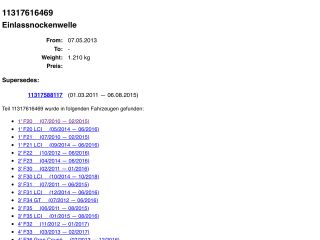 bontott BMW 3 F30-F35 Szívó Vezérműtengely