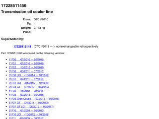 bontott BMW 3 F30-F35 Automata Váltó Olaj Cső