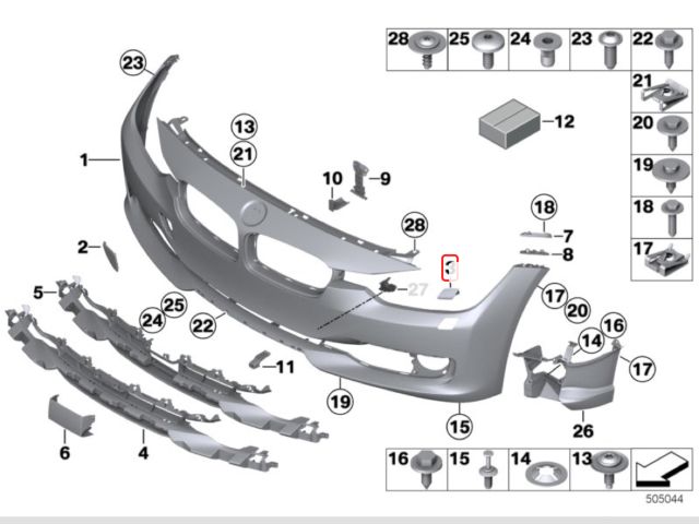 bontott BMW 3 F30-F35 Bal Fényszórómosó Fedél