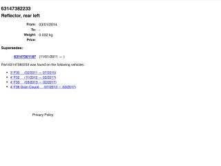 bontott BMW 3 F30-F35 Bal hátsó Prizma