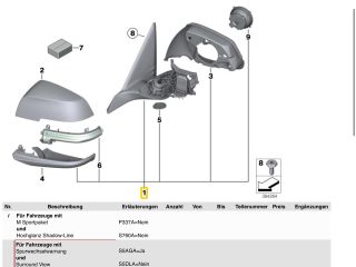 bontott BMW 3 F30-F35 Bal Visszapillantó Tükör (Elektromos)