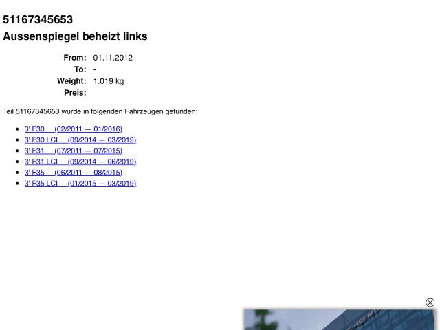 bontott BMW 3 F30-F35 Bal Visszapillantó Tükör (Elektromos)