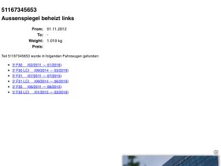 bontott BMW 3 F30-F35 Bal Visszapillantó Tükör (Elektromos)