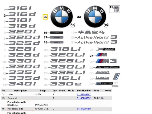 bontott BMW 3 F30-F35 Első Embléma