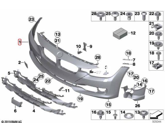 bontott BMW 3 F30-F35 Első Lökhárító (Üresen)