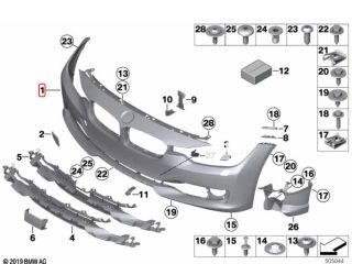 bontott BMW 3 F30-F35 Első Lökhárító (Üresen)