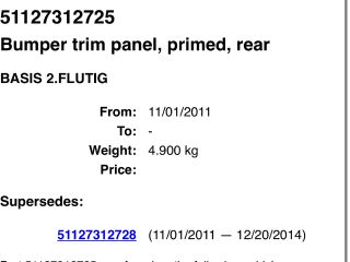 bontott BMW 3 F30-F35 Hátsó Lökhárító (Üresen)