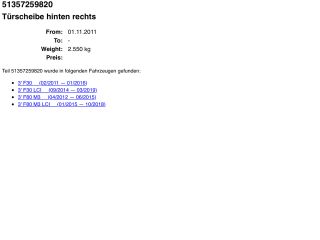 bontott BMW 3 F30-F35 Jobb hátsó Fixüveg (Ajtóban)