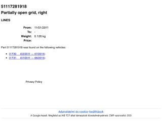 bontott BMW 3 F30-F35 Jobb Szellőző Keret