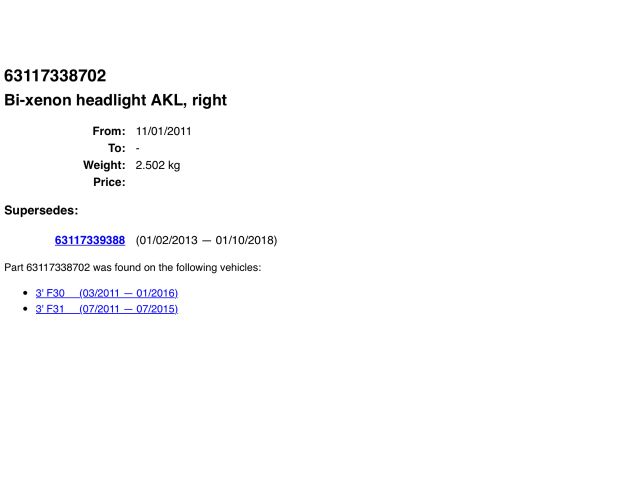 bontott BMW 3 F30-F35 Jobb Xenon Fényszóró