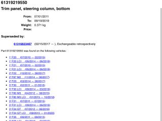 bontott BMW 3 F30-F35 Komplett Kormányoszlop Burkolat