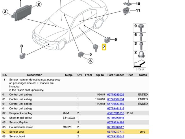 bontott BMW 3 F30-F35 Légzsák Elektronika