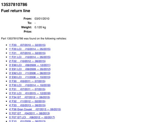 bontott BMW 3 F30-F35 Üzemanyagcső