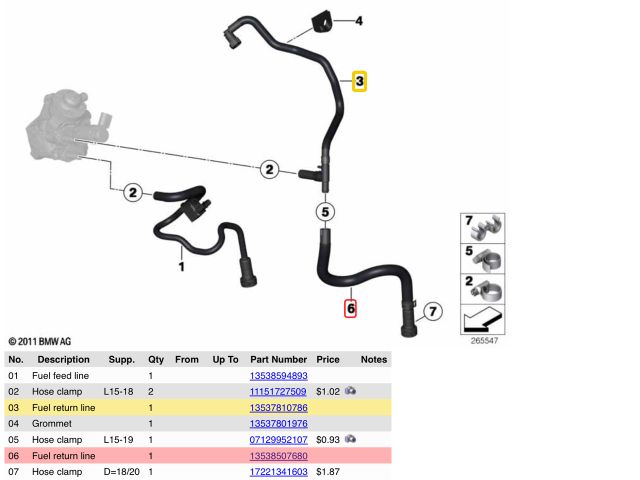 bontott BMW 3 F30-F35 Üzemanyagcső