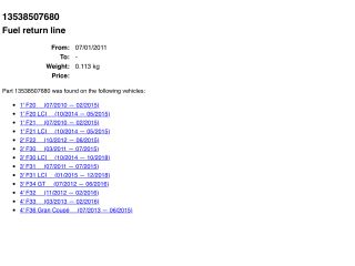 bontott BMW 3 F30-F35 Üzemanyagcső