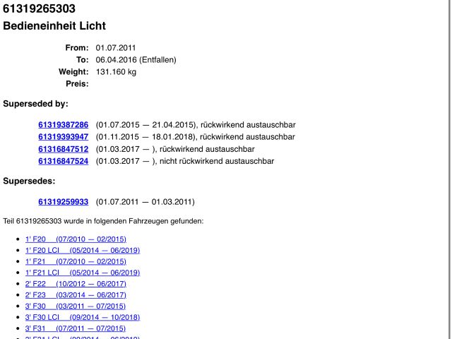 bontott BMW 3 F30-F35 Világítás Kapcsoló