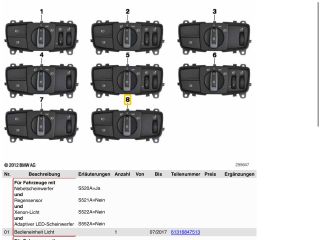 bontott BMW 3 F30-F35 Világítás Kapcsoló