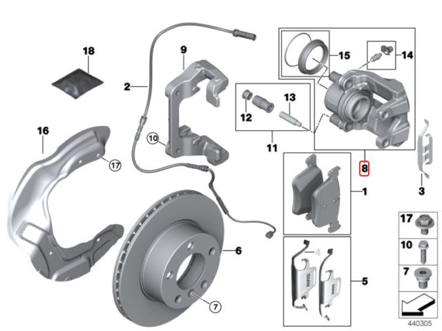 bontott BMW 3 F31 Jobb hátsó Féknyereg Munkahengerrel