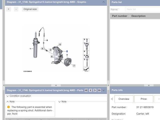 bontott BMW 3 F31 Bal első Csonkállvány Kerékaggyal