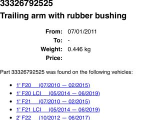 bontott BMW 3 F31 Bal hátsó Alsó Hátsó Lengőkar