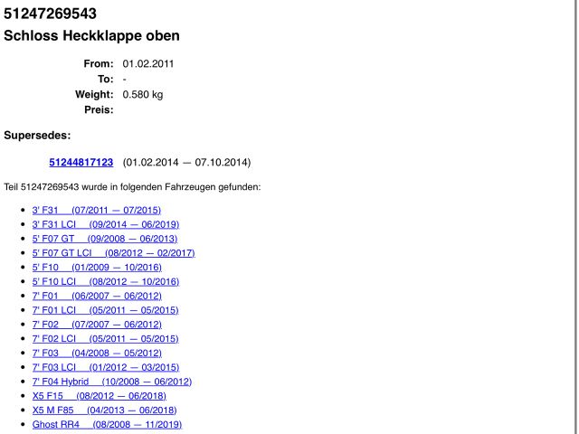 bontott BMW 3 F31 Csomagtérajtó Zárszerkezet