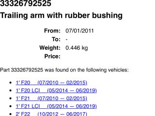 bontott BMW 3 F31 Jobb hátsó Alsó Első Lengőkar