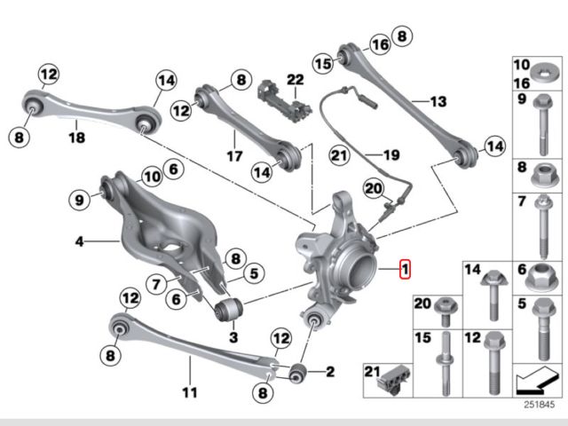 bontott BMW 3 F31 Jobb hátsó Csonkállvány Kerékaggyal
