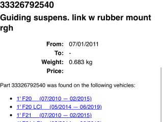 bontott BMW 3 F31 Jobb hátsó Felső Lengőkar