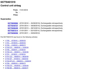 bontott BMW 3 F31 Légzsák Elektronika