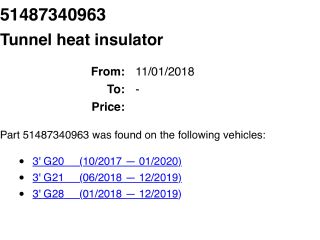 bontott BMW 3 G20-G80 Leömlő Hővédő Lemez