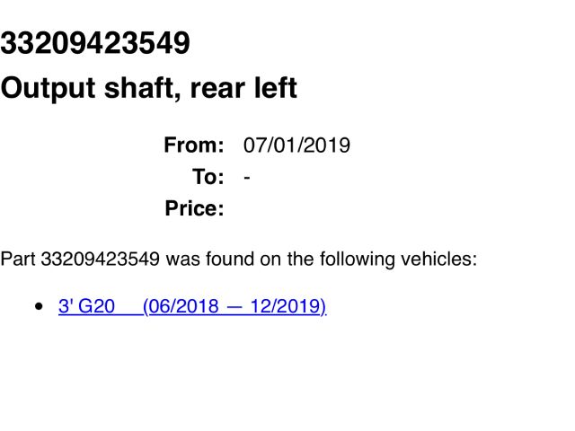 bontott BMW 3 G20-G80 Bal hátsó Féltengely