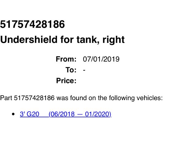 bontott BMW 3 G20-G80 Bal Fenéklemez