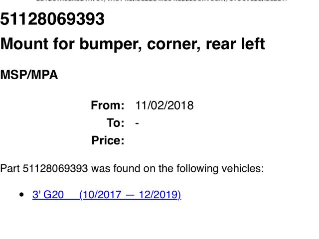 bontott BMW 3 G20-G80 Bal hátsó Oldal Lökhárító Tartó (Műanyag)