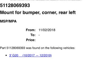 bontott BMW 3 G20-G80 Bal hátsó Oldal Lökhárító Tartó (Műanyag)