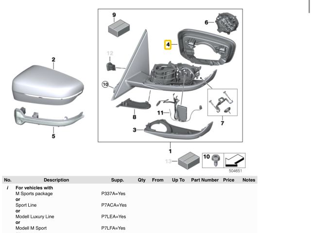 bontott BMW 3 G20-G80 Bal Visszapillantó Tükör Keret