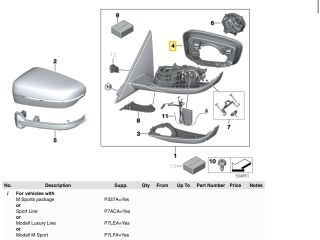 bontott BMW 3 G20-G80 Bal Visszapillantó Tükör Keret