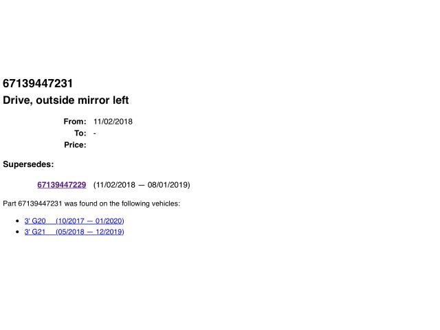 bontott BMW 3 G20-G80 Bal Visszapillantó Tükör Motor