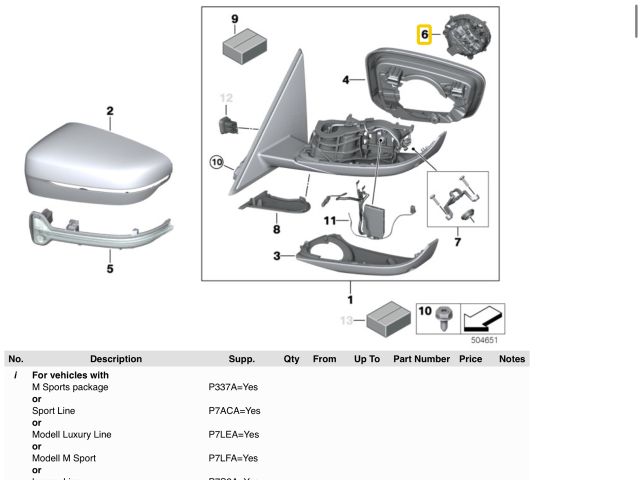 bontott BMW 3 G20-G80 Bal Visszapillantó Tükör Motor