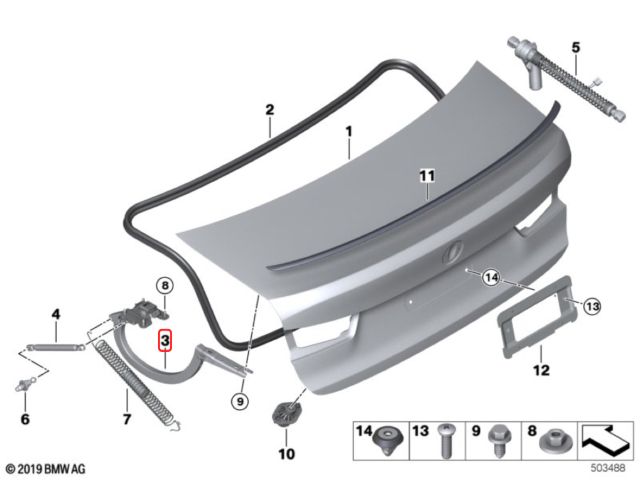 bontott BMW 3 G20-G80 Csomagtérajtó Bal Zsanér