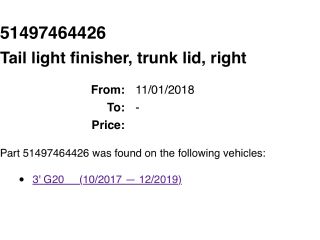 bontott BMW 3 G20-G80 Csomagtérajtó Burkolat (Részeivel)