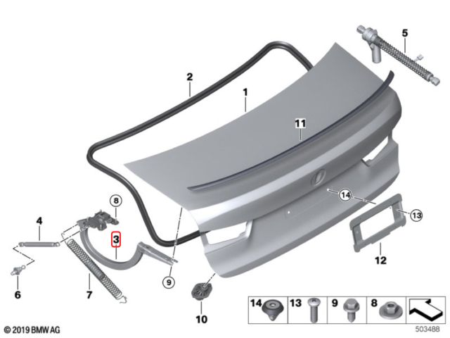 bontott BMW 3 G20-G80 Csomagtérajtó Jobb Zsanér