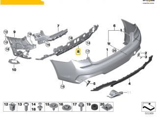 bontott BMW 3 G20-G80 Hátsó középső Lökhárító Tartó (Műanyag)