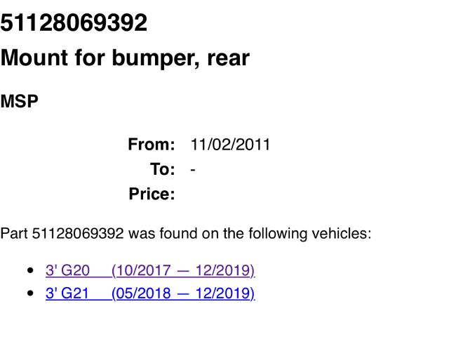 bontott BMW 3 G20-G80 Hátsó középső Lökhárító Tartó (Műanyag)