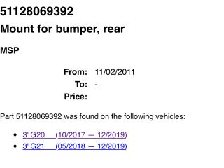 bontott BMW 3 G20-G80 Hátsó középső Lökhárító Tartó (Műanyag)