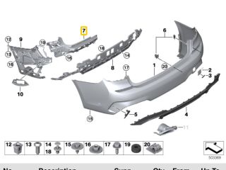bontott BMW 3 G20-G80 Hátsó középső Lökhárító Tartó (Műanyag)