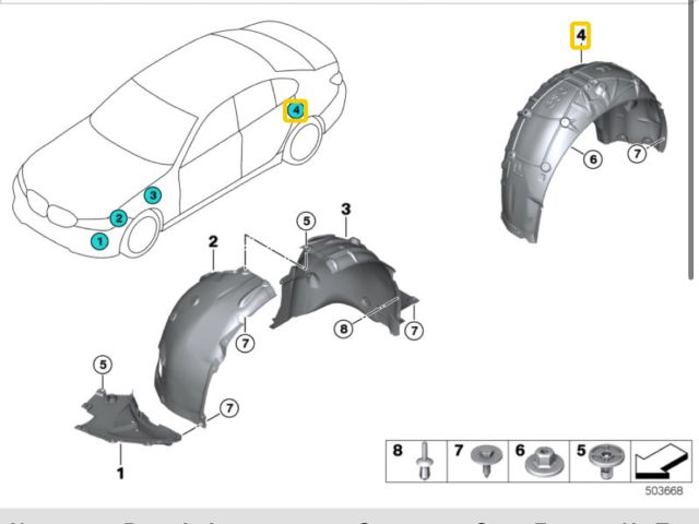 bontott BMW 3 G20-G80 Jobb hátsó Dobbetét (Kerékjárati, Műanyag)