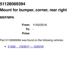 bontott BMW 3 G20-G80 Jobb hátsó Oldal Lökhárító Tartó (Műanyag)