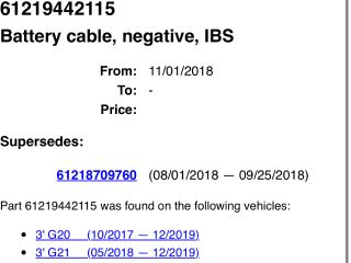 bontott BMW 3 G20-G80 Negatív Kábel